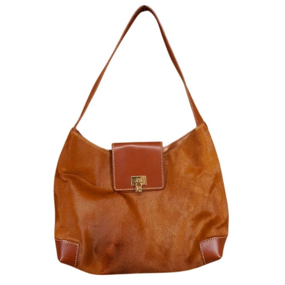 LAMBERTSON TRUEX Brown Handbag Fur Leather Slouched Shoulder Bag VINTAGE